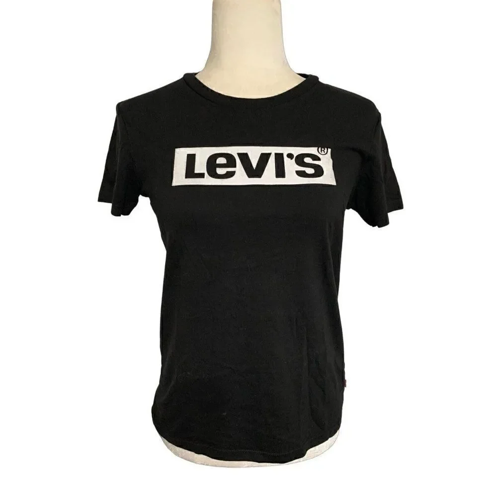 levis womens black white short sleeve t shirt top Xs small